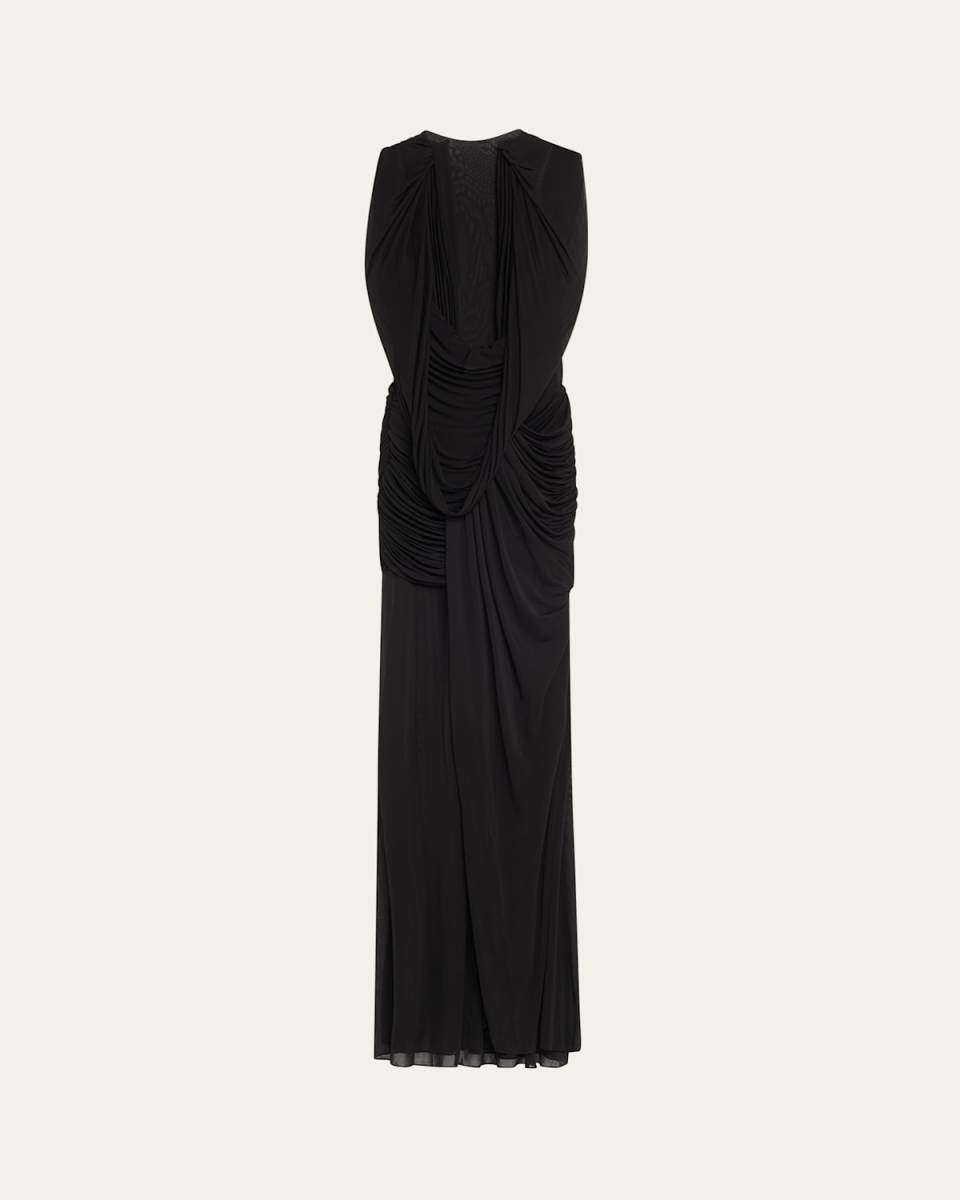 Ripple Draped Double-Layer Gown